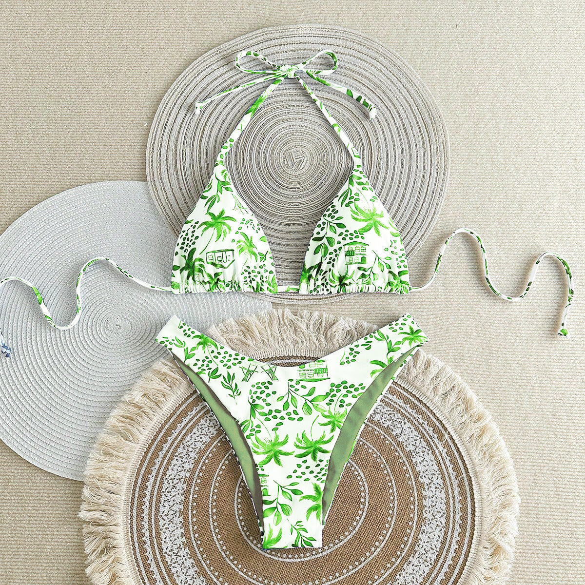 Split Swimsuit Sexy Women Fission Swimsuit Tropical Leaf Printed Swimsuit Bella Mia