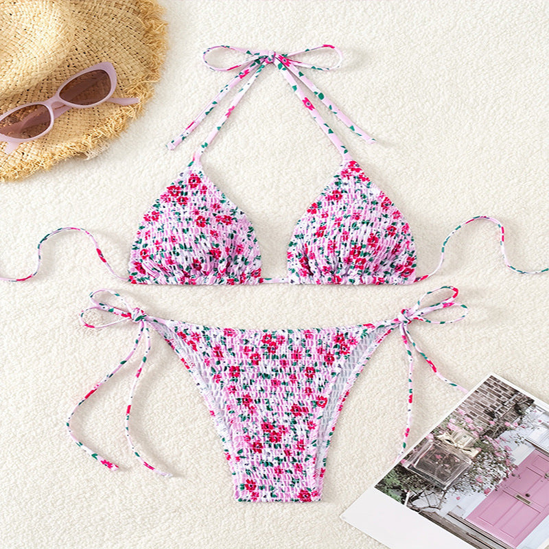 Floral Bikini Split Swimsuit Women Three Point Bikini Spring Beach Swimsuit