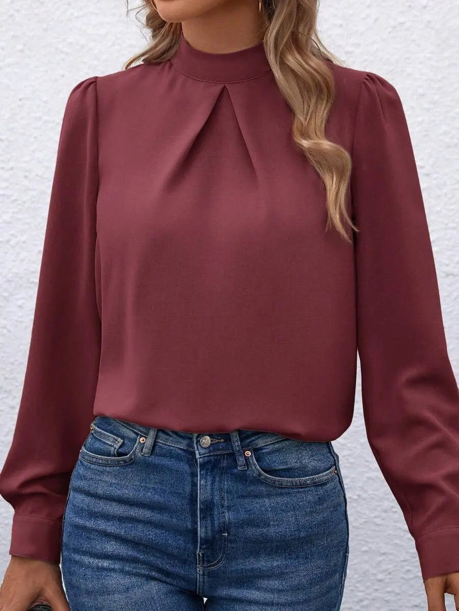 Women Clothing Spring Summer Long Sleeve Satin Top Shirt Bella Mia