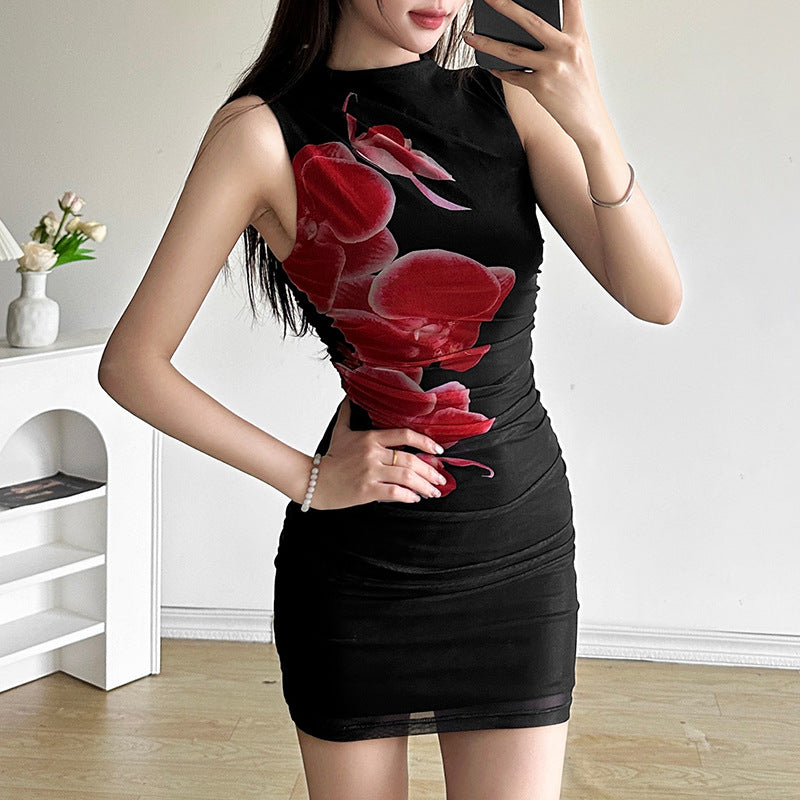 Summer Women Retro Elegant Bodycon Waist Trimming Hip Wrapped Short Dress Bella Mia