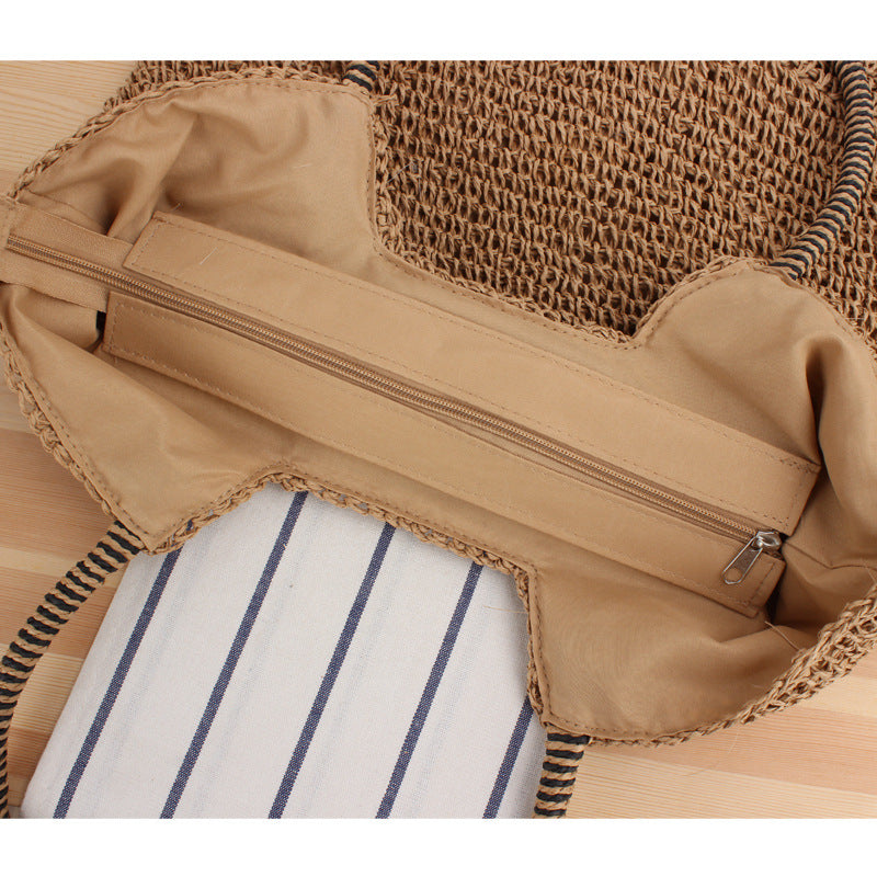 Solid Color Handmade Woven Bag Mori Simple One-Shoulder Straw Bag Summer Beach Bag Bella Mia