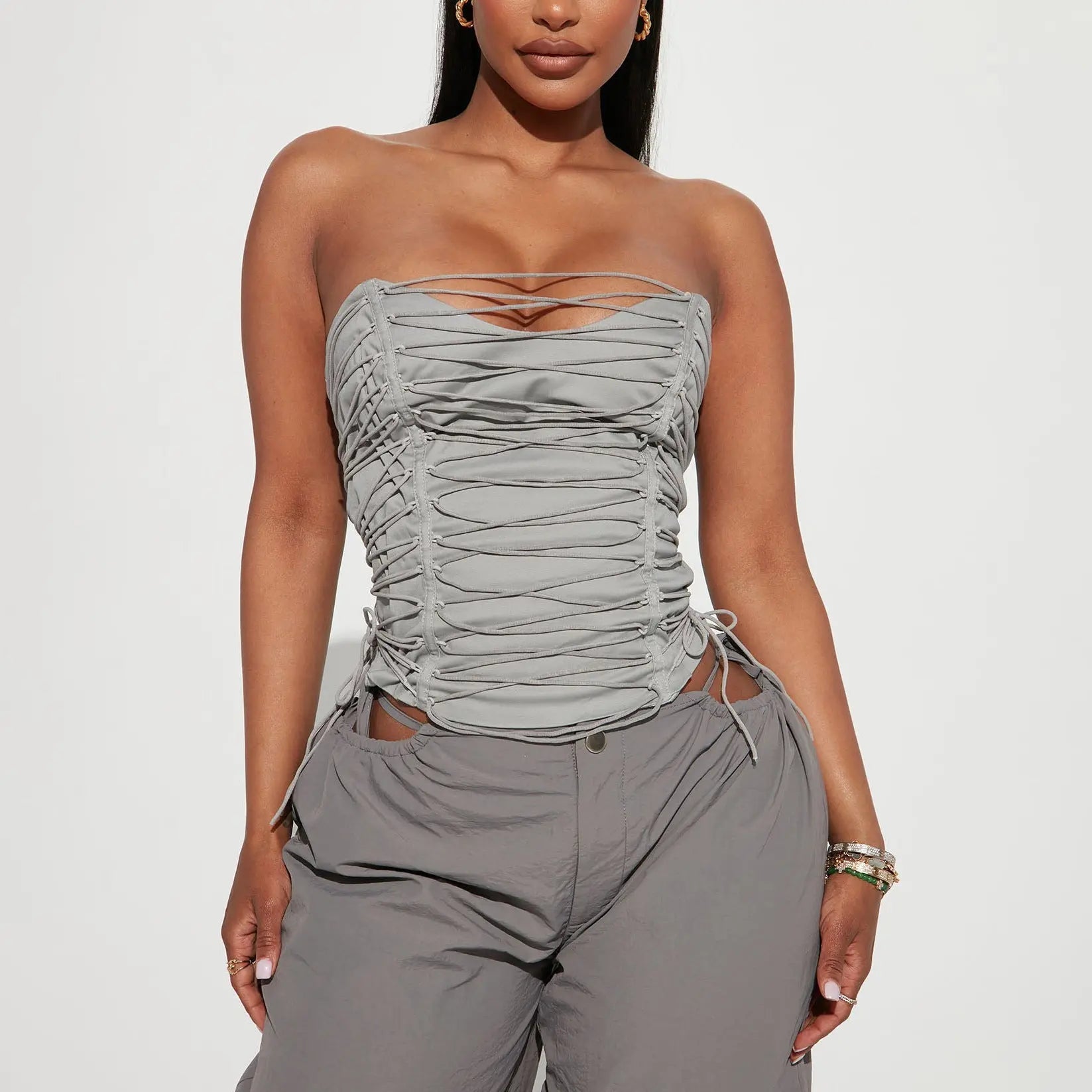 Sexy Cropped Top Strap Design Corset Sexy Cool Girl Boning Corset Vest Women Bella Mia