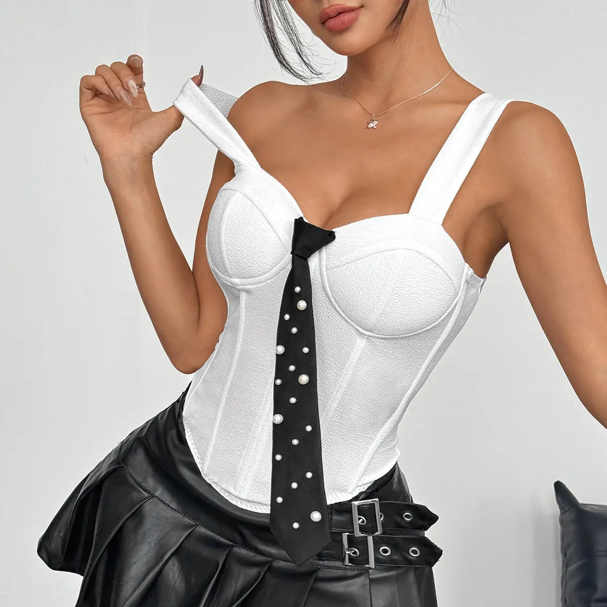 Sweet Spicy Sexy Tube Top Three Dimensional Chest Shaped Waist-Tight Boning Corset Tie Outerwear Camisole Women Clothing Bella Mia