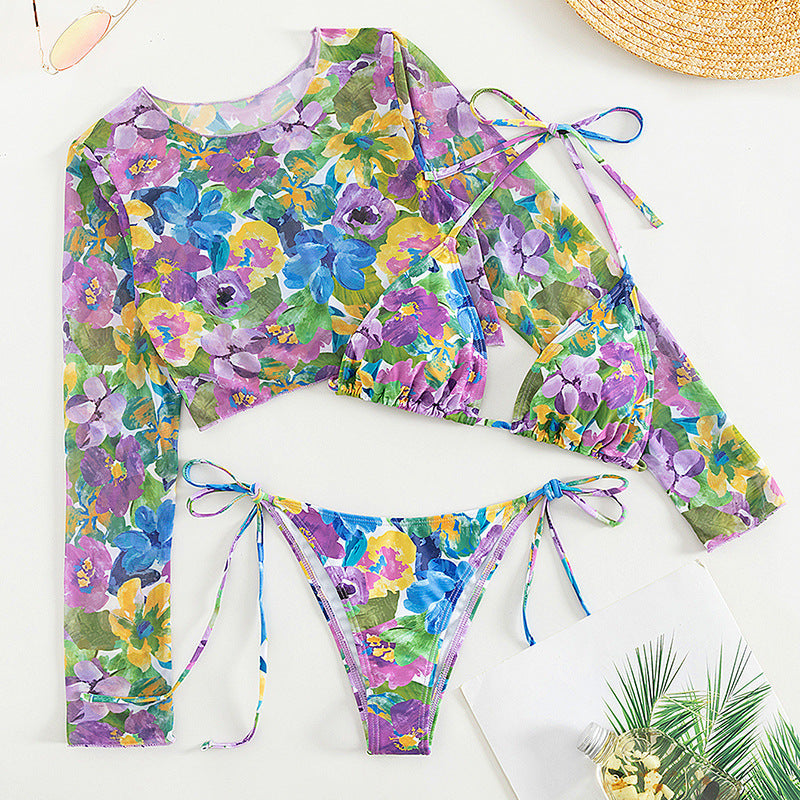 Years Swimwear Long Sleeve Two Piece Swimsuit Cropped Outfit Printed Lady Sexy Swimsuit Bella Mia