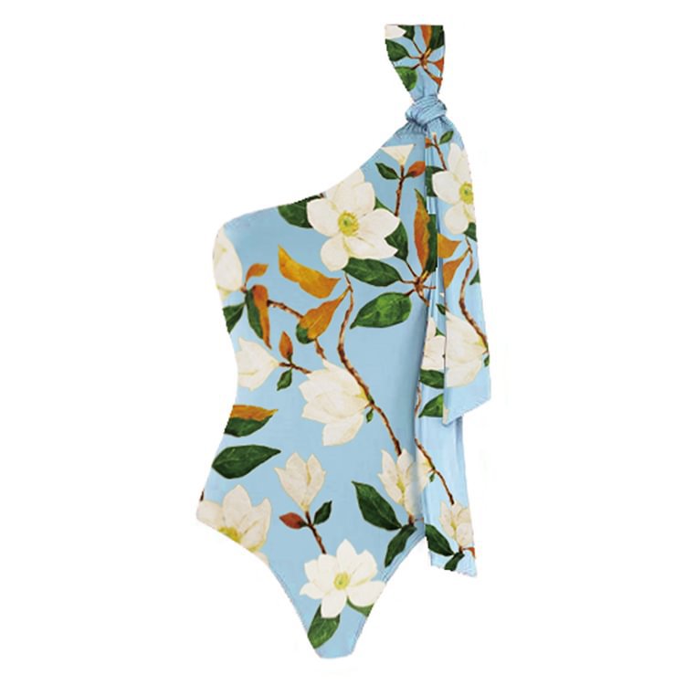 Oblique Shoulder Bow Bandage One Piece Swimsuit Women Suit Bella Mia