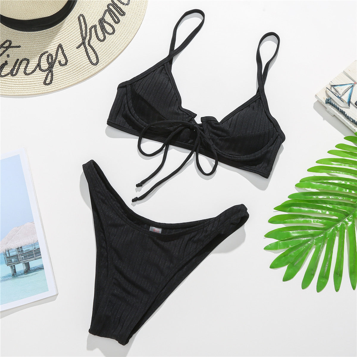 Women Swimsuit Steel Bracket Gathered Sexy Bikini Strap Backless Split Swimsuit Bikini Bella Mia