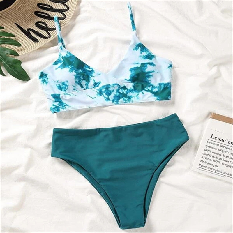 Women Seperated Swimwear Tie Dye Contrast Color Sexy Bikini Swimsuit Bella Mia