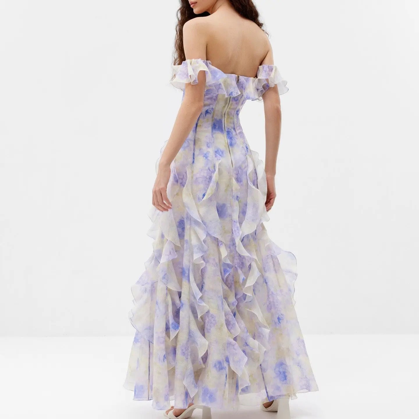 Seaside Vacation Cami Dress Yarn French Ruffled Beach Dress Atmosphere Maxi Dress Elegant Bella Mia