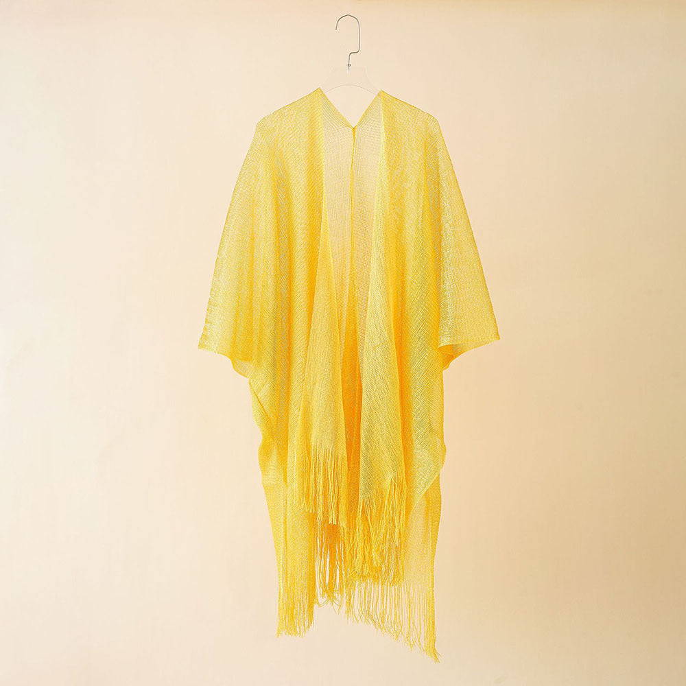 Beach Solid Color Sun Proof Tassel Knitting Beach Cover Up Sweater Shawl Cardigan Bella Mia