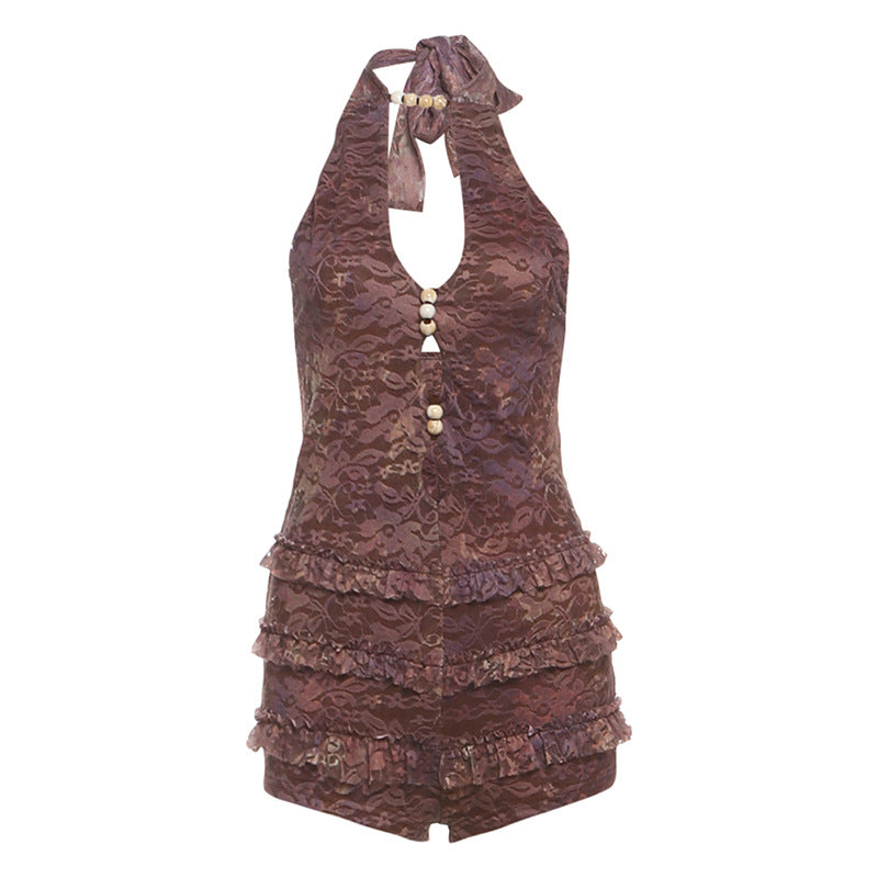 Summer Women Sexy Halter Backless Hollow Out Cutout out Romper Bella Mia