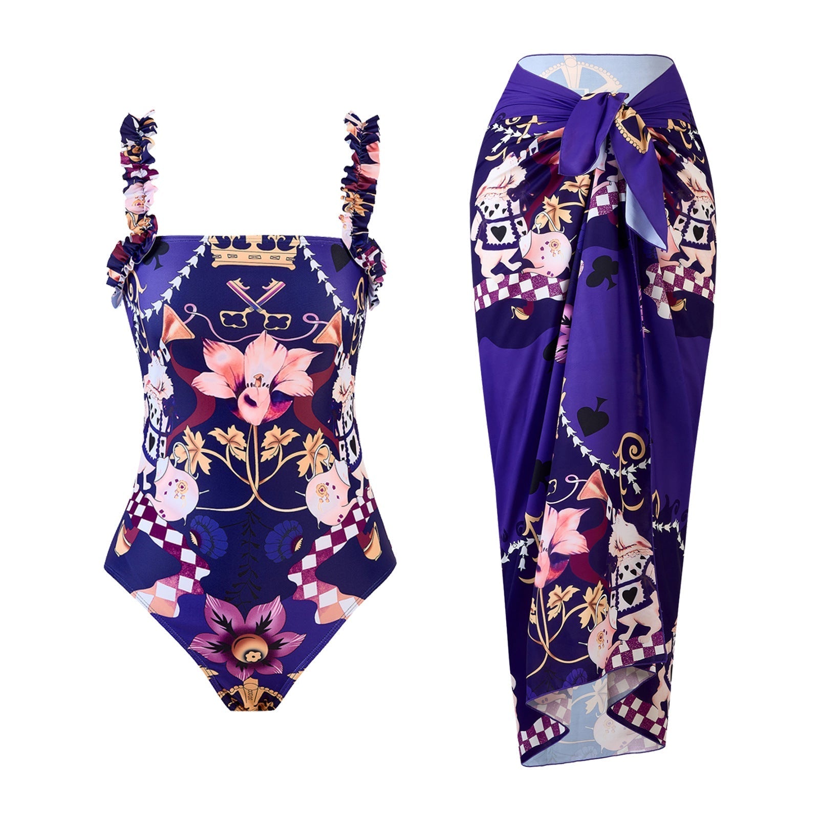 One Piece Printed Swimsuit Women Swimwear Chiffon Dress Swimsuit Outfit Bella Mia