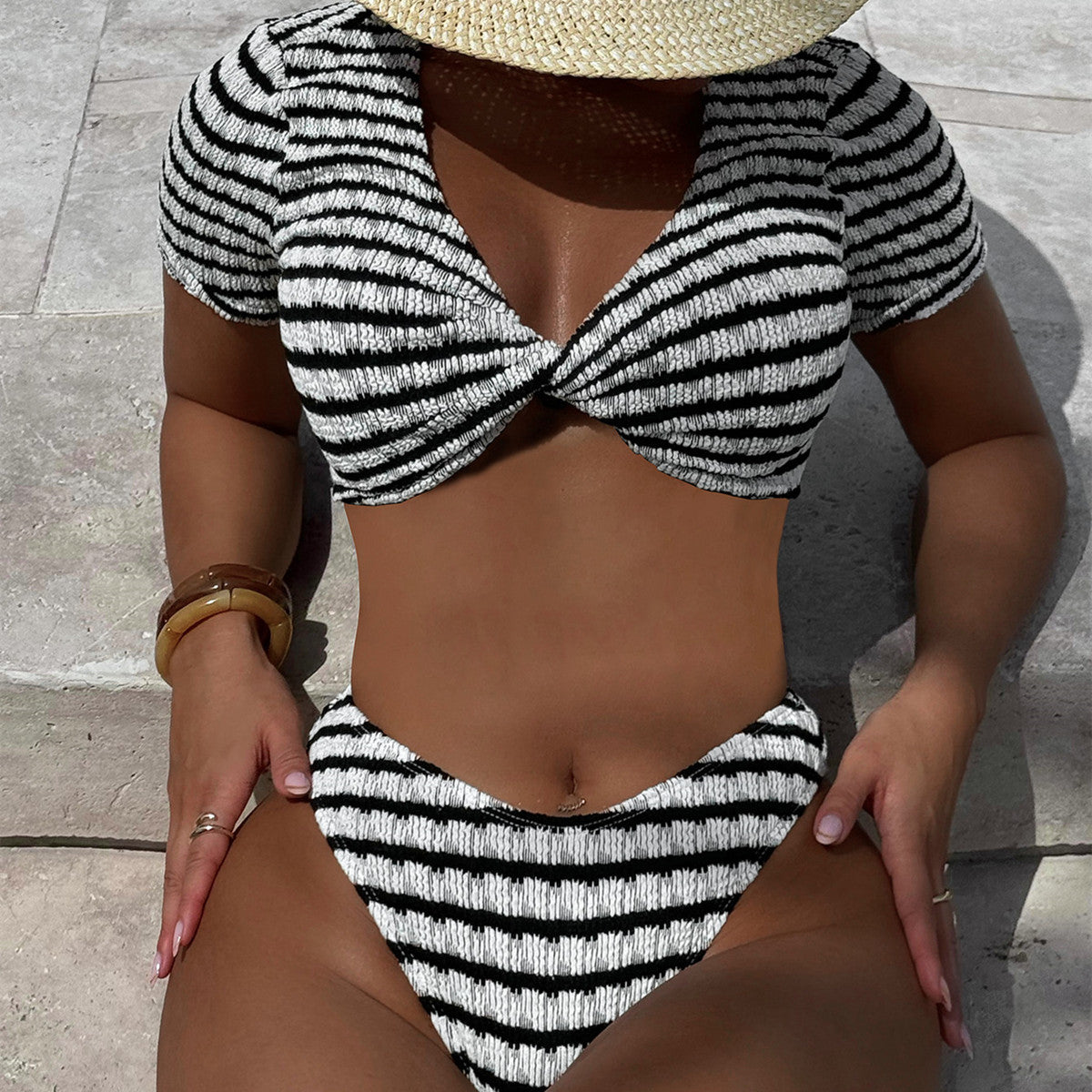 Swimsuit Women's Seperated Swimwear Black White Contrast Color Sexy Bikini Bella Mia