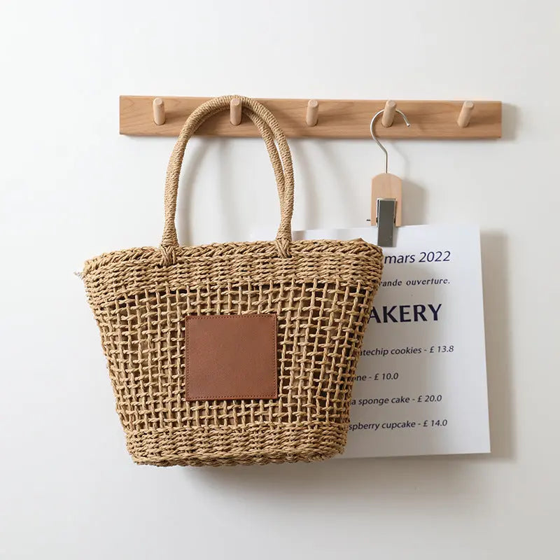 Niche Thailand Straw Bag Retro One Shoulder Portable Hollow Out Cutout Woven Bag Women Seaside Vacation Beach Bag Bella Mia