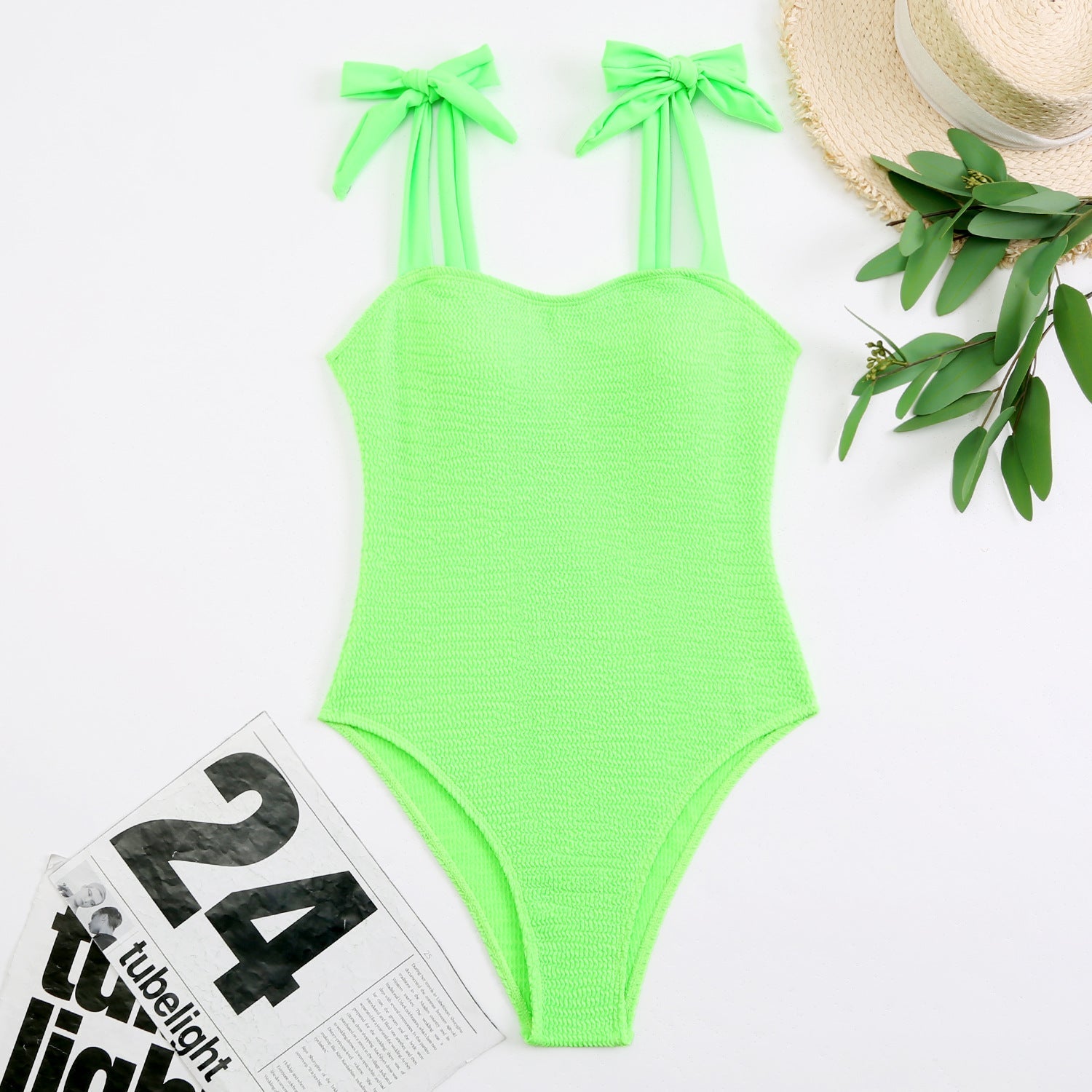 Pleated Wave Cloth One Piece Lace up Swimsuit Swimsuit Bikini Bella Mia