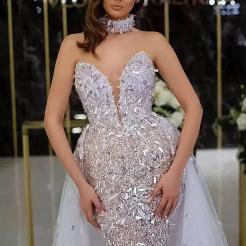 Summer Women Clothing Dress Sequined Fishtail Sleeveless Long Mesh Dress Bella Mia