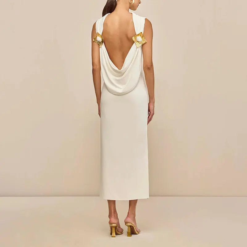 Sexy Lightly Mature Sexy Backless Dress Autumn French Waist Dress Women Bella Mia