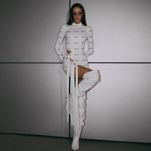 Spring Arrival Dress Sexy Round Neck Long Sleeve Slim Fit Hip Wrapped Short Dress Women Bella Mia