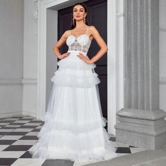 Elegant Slim Fit Polyester Maxi Dress V Neck Sleeveless Formal Evening Wear Bella Mia