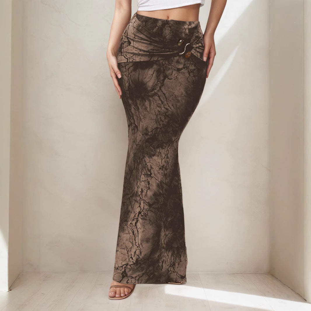 Retro Print Skirt Summer Niche Characteristic Sexy Slim Sheath Dress Bella Mia