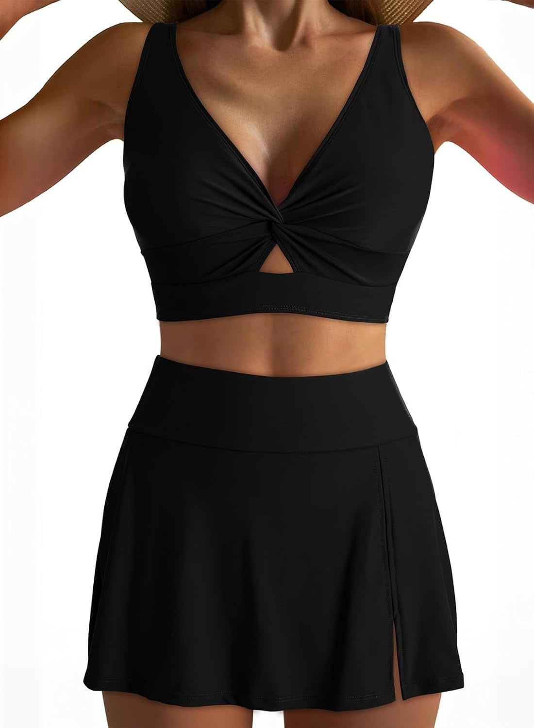 Solid Color Push up High Waist Culottes Sexy Split Bikini Swimsuit Swimwear Women Bella Mia