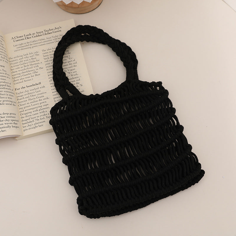 Fresh Hollow Out Cutout Cotton Thread Woven Bag Summer Idle Mesh Straw Bag Women Bag Seaside Vacation Beach Bag Bella Mia