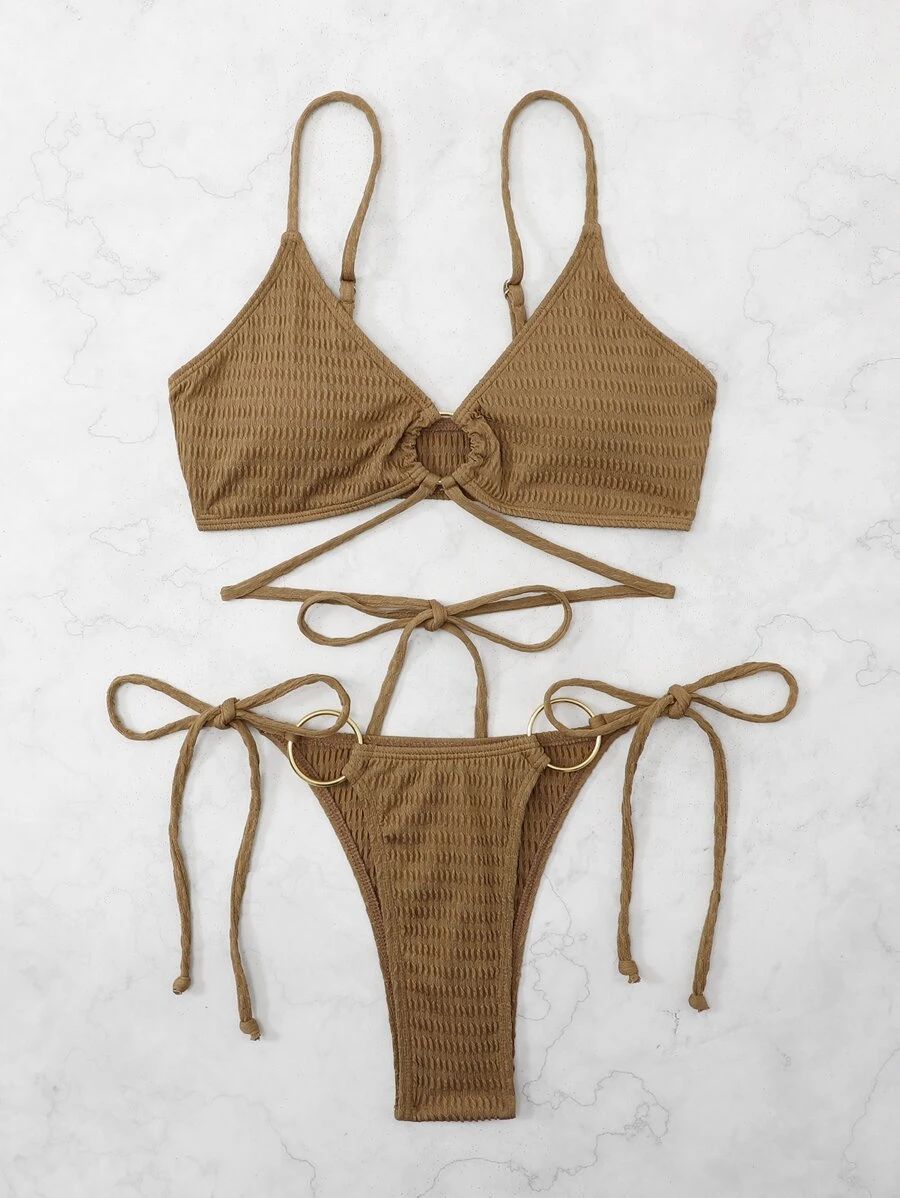 Swimsuit Women Summer Sexy Bikini Set Solid Color Tied Durable Swimwear Bella Mia