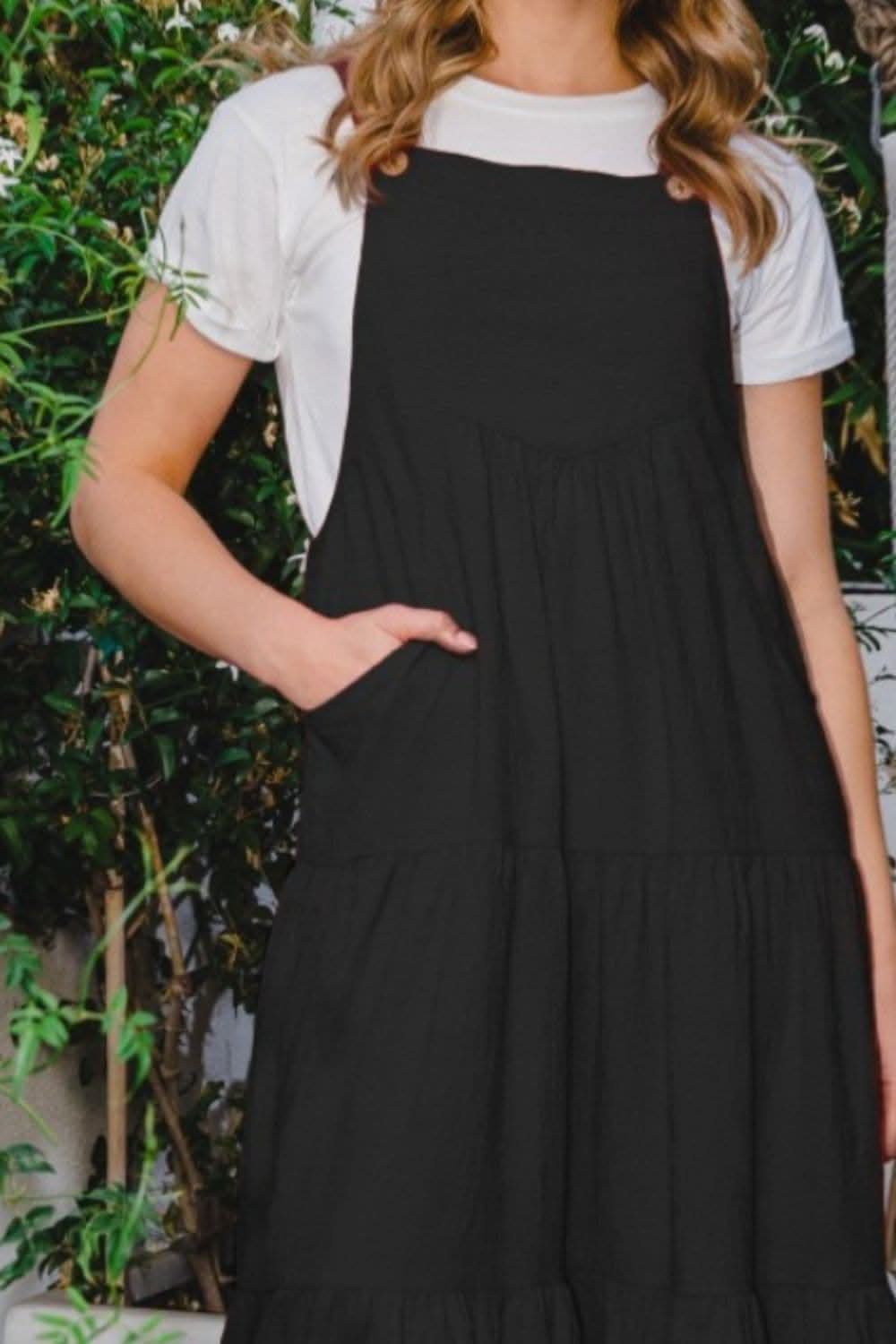 ODDI Full Size Sleeveless Tiered Midi Dress with Pockets - Love Salve 