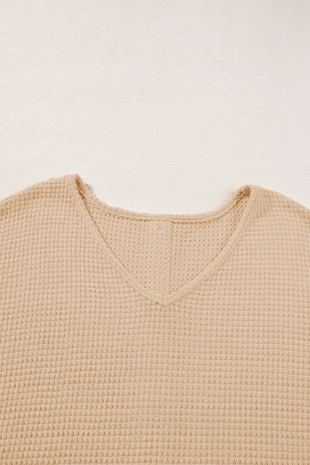 Oatmeal Textured Knit Button Back Cuffed Sleeve Tee - Love Salve 