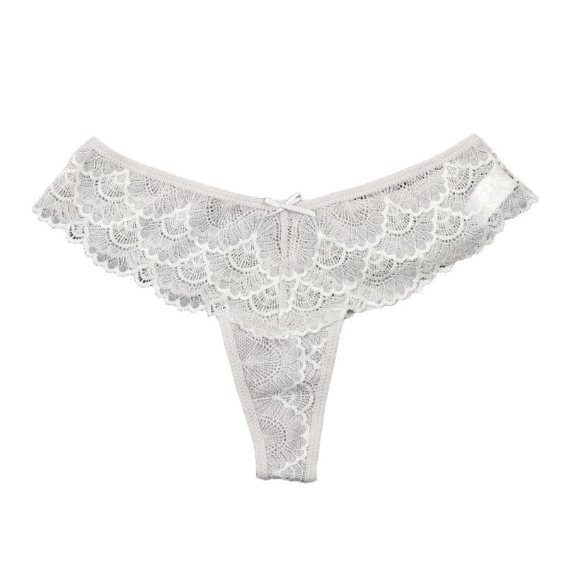 Luxe lace low-rise nylon thongs with high elasticity