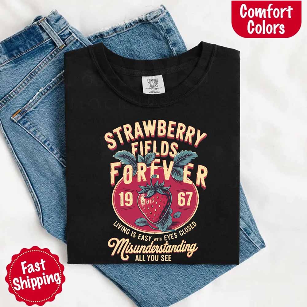 Old School Rock Band Tee – Strawberry Fields Comfort Colors Shirt Adorb Custom Tees