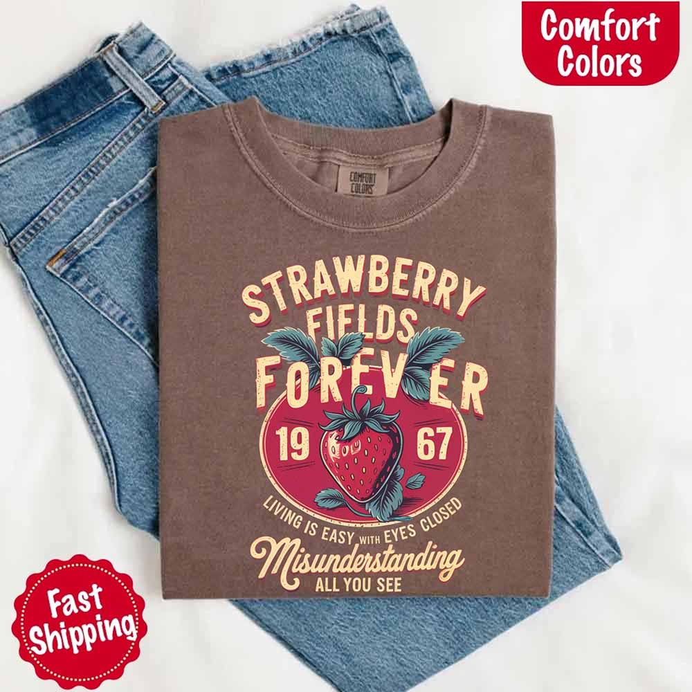 Old School Rock Band Tee – Strawberry Fields Comfort Colors Shirt Adorb Custom Tees