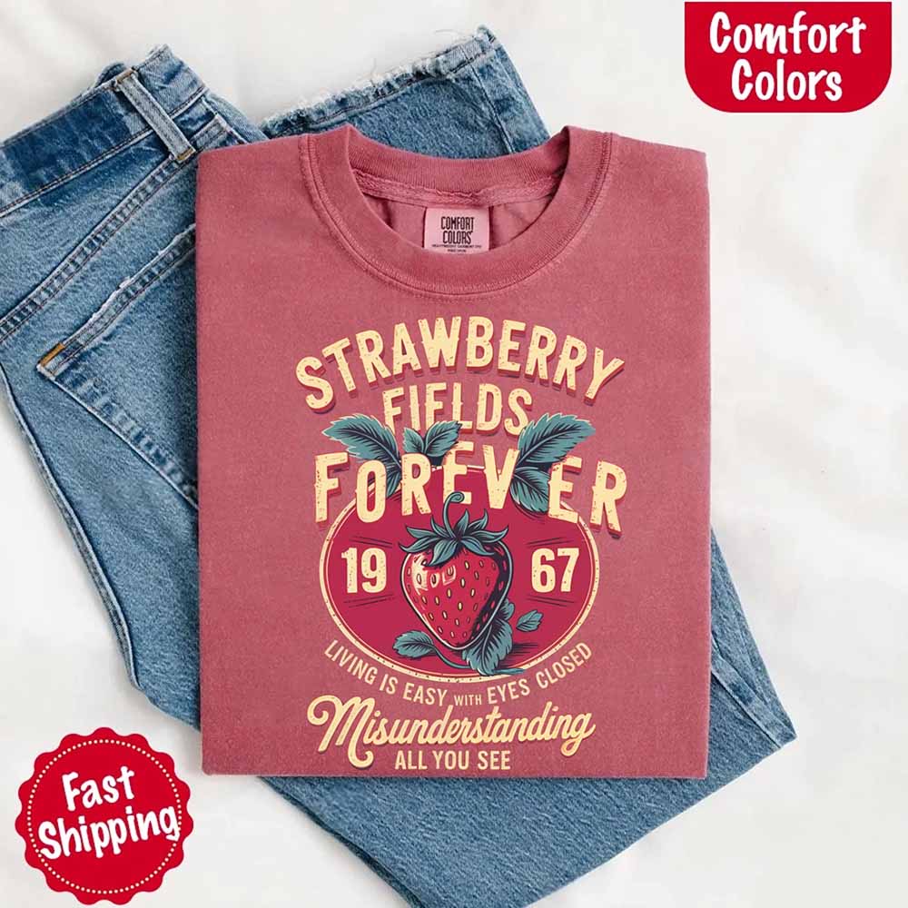 Old School Rock Band Tee – Strawberry Fields Comfort Colors Shirt Adorb Custom Tees