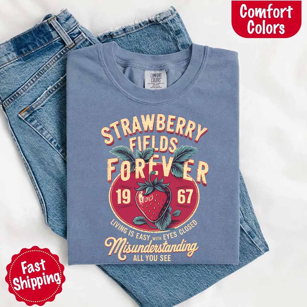 Old School Rock Band Tee – Strawberry Fields Comfort Colors Shirt Adorb Custom Tees