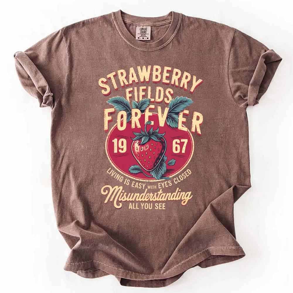 Old School Rock Band Tee – Strawberry Fields Comfort Colors Shirt Adorb Custom Tees