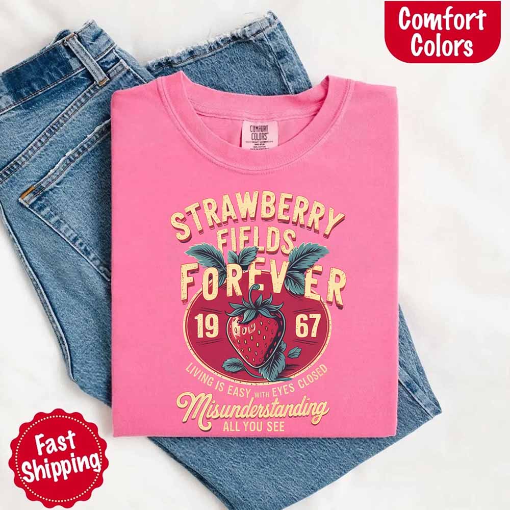 Old School Rock Band Tee – Strawberry Fields Comfort Colors Shirt Adorb Custom Tees