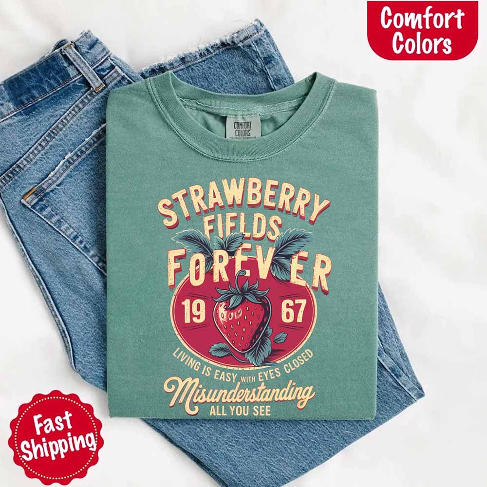Old School Rock Band Tee – Strawberry Fields Comfort Colors Shirt Adorb Custom Tees