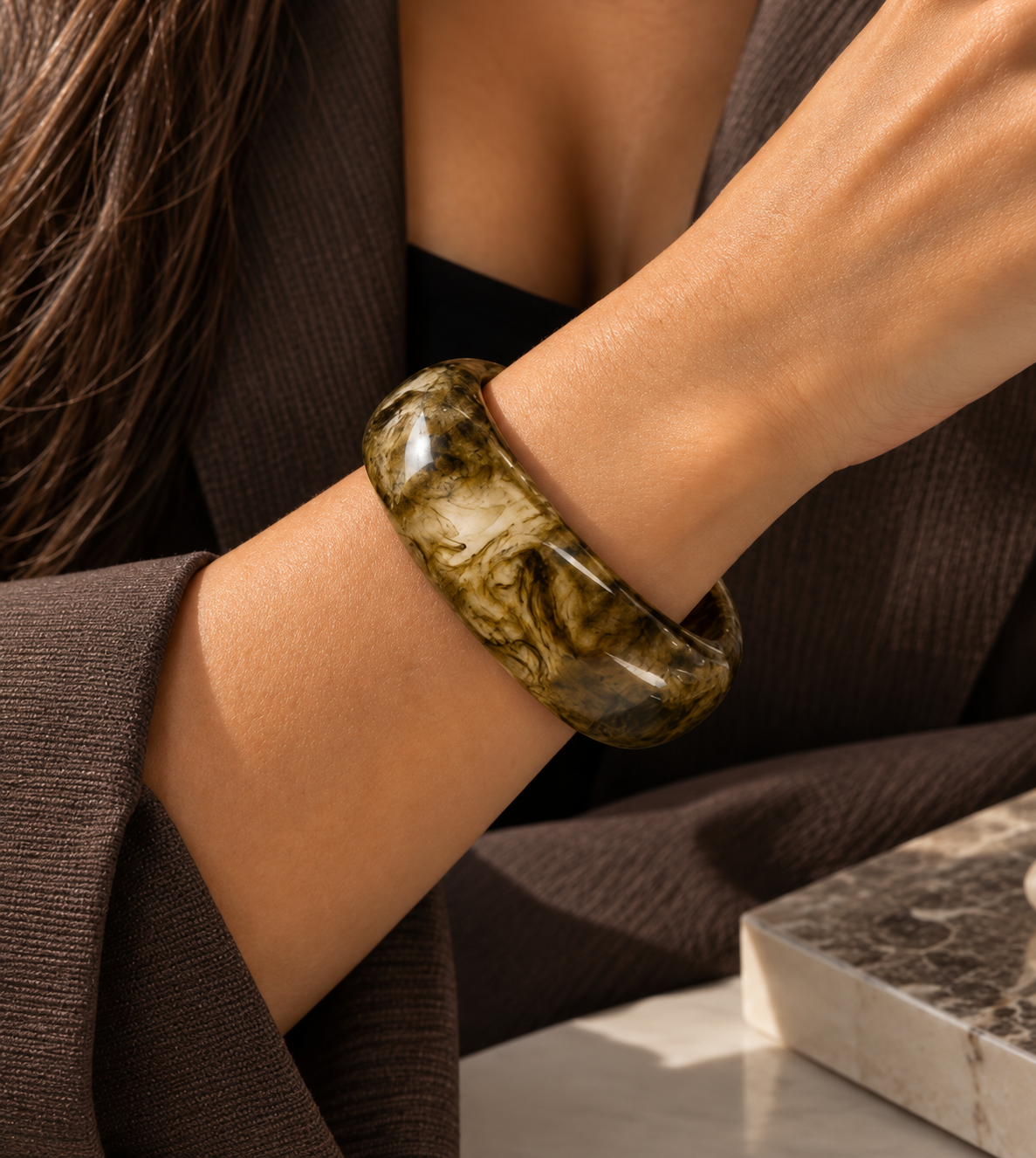 Olive Acrylic Bangle