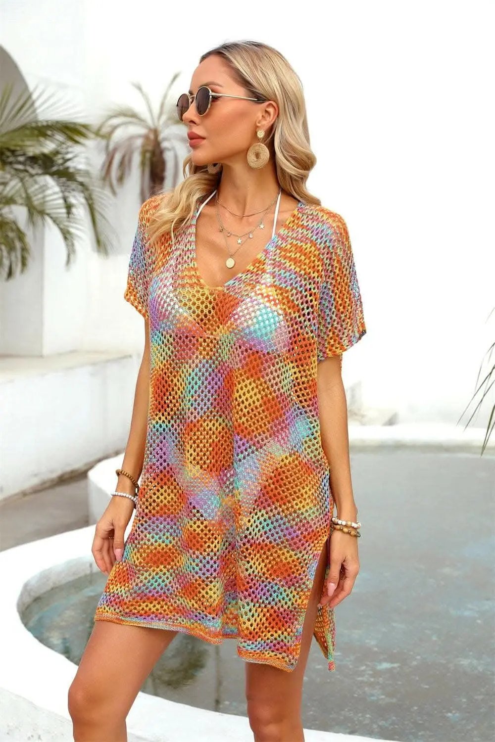 Openwork sheer cover-up with contrast detailing - Love Salve 