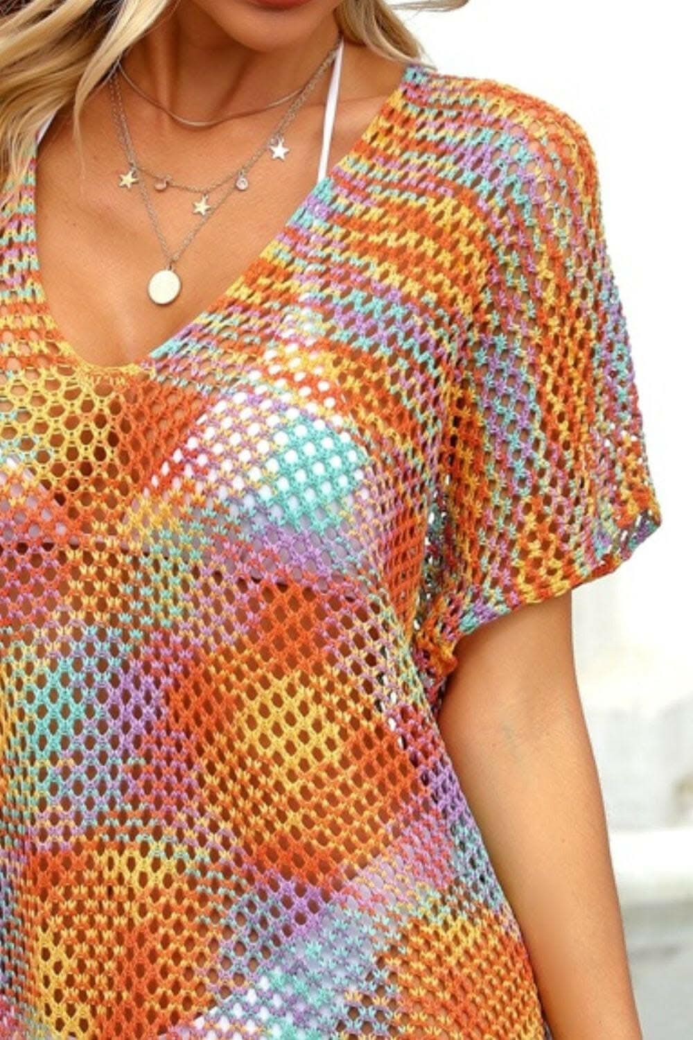 Openwork sheer cover-up with contrast detailing - Love Salve 