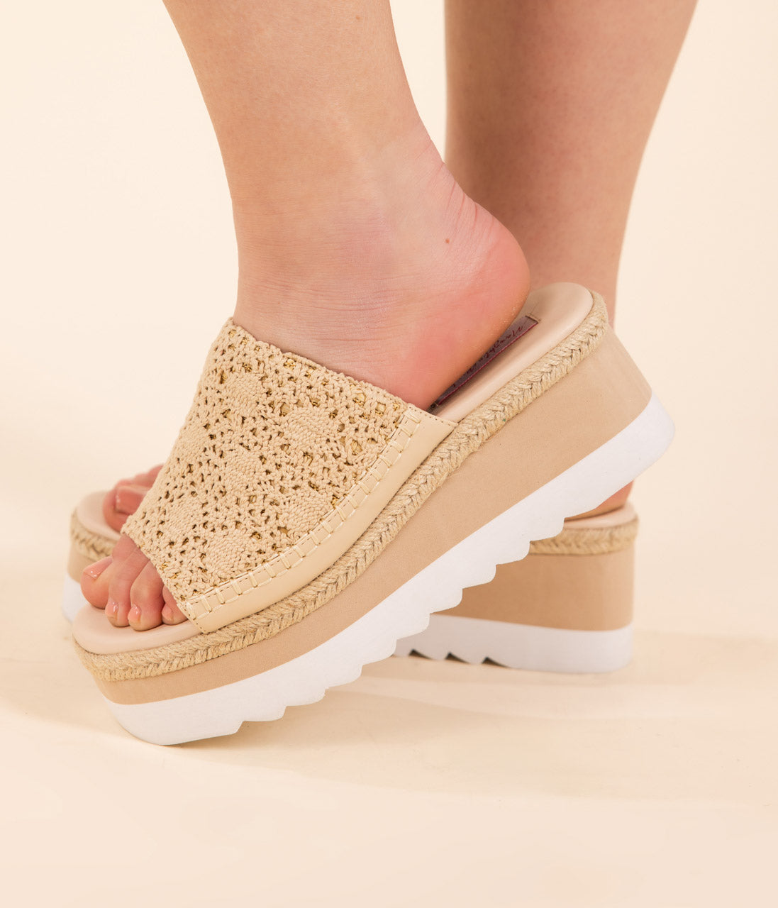 Ophelia Cream Wedges With Cork Underlay And Leather Lining Naughty Monkey