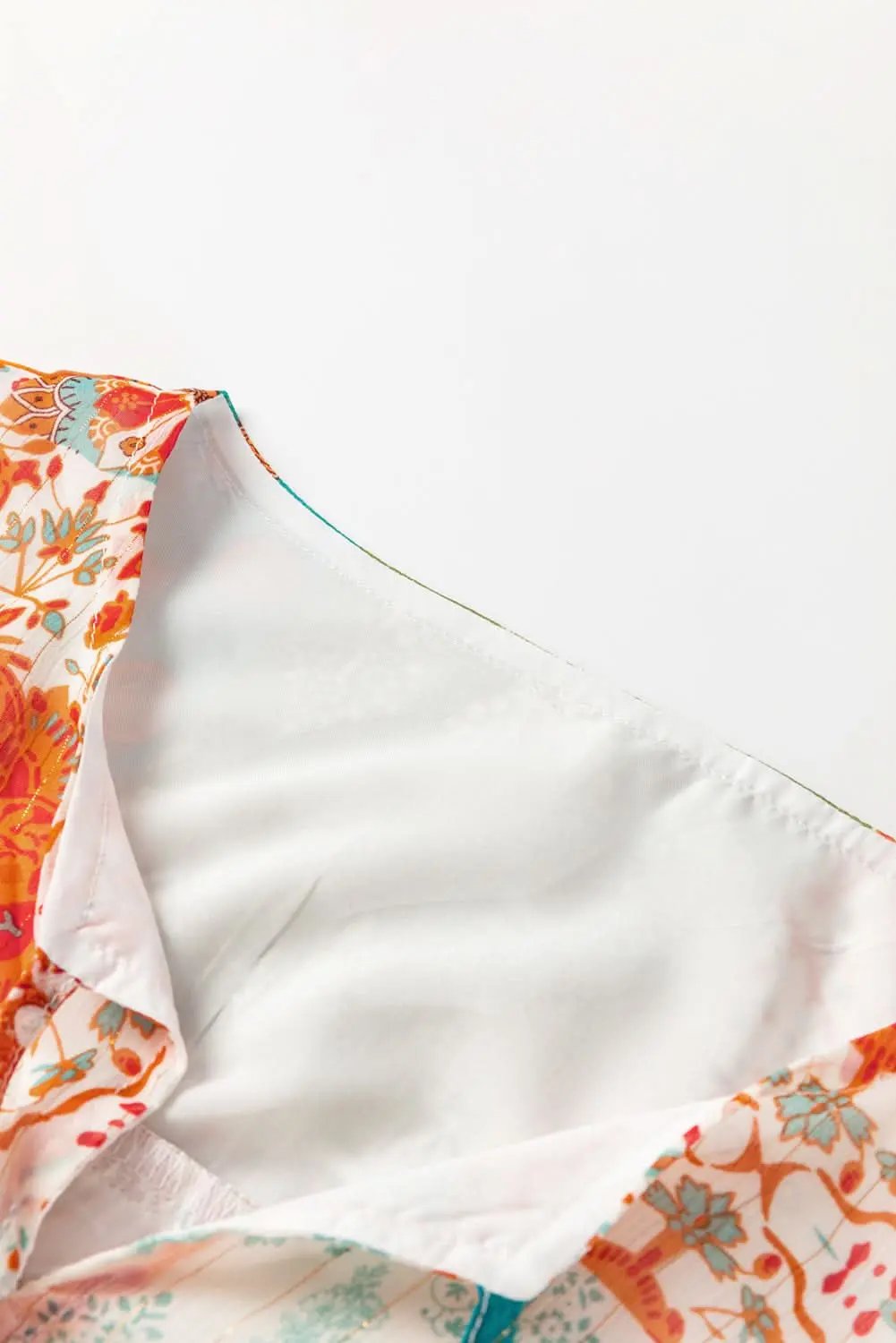 Orange Boho Paisley Mixed Print 3/4 Sleeve Chiffon Loose Dress - Love Salve 