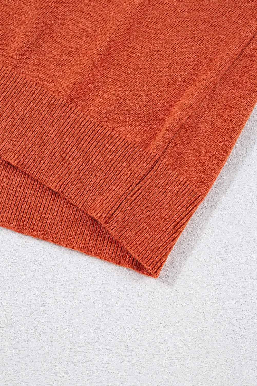 Orange Boo Knitted Pattern Ribbed Edge Drop Shoulder Sweater - Love Salve 