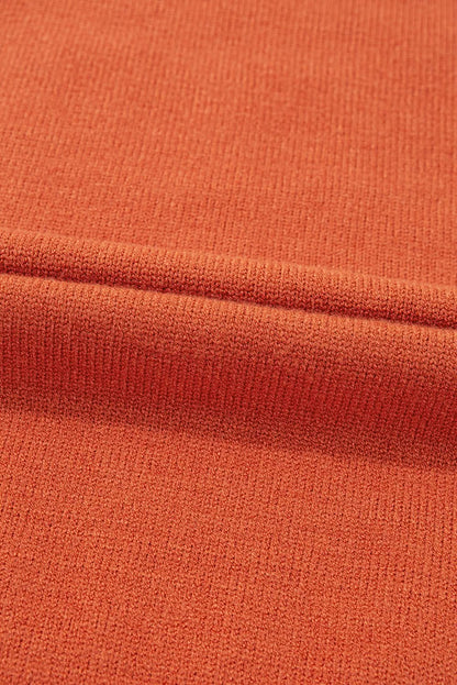 Orange Boo Knitted Pattern Ribbed Edge Drop Shoulder Sweater - Love Salve 