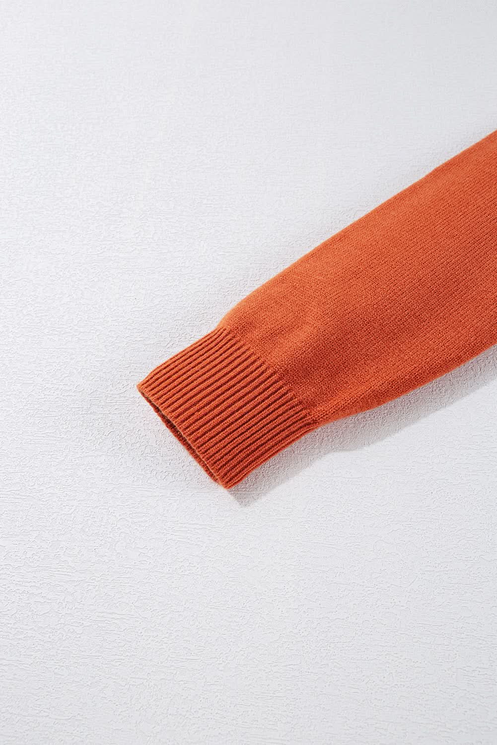 Orange Boo Knitted Pattern Ribbed Edge Drop Shoulder Sweater - Love Salve 