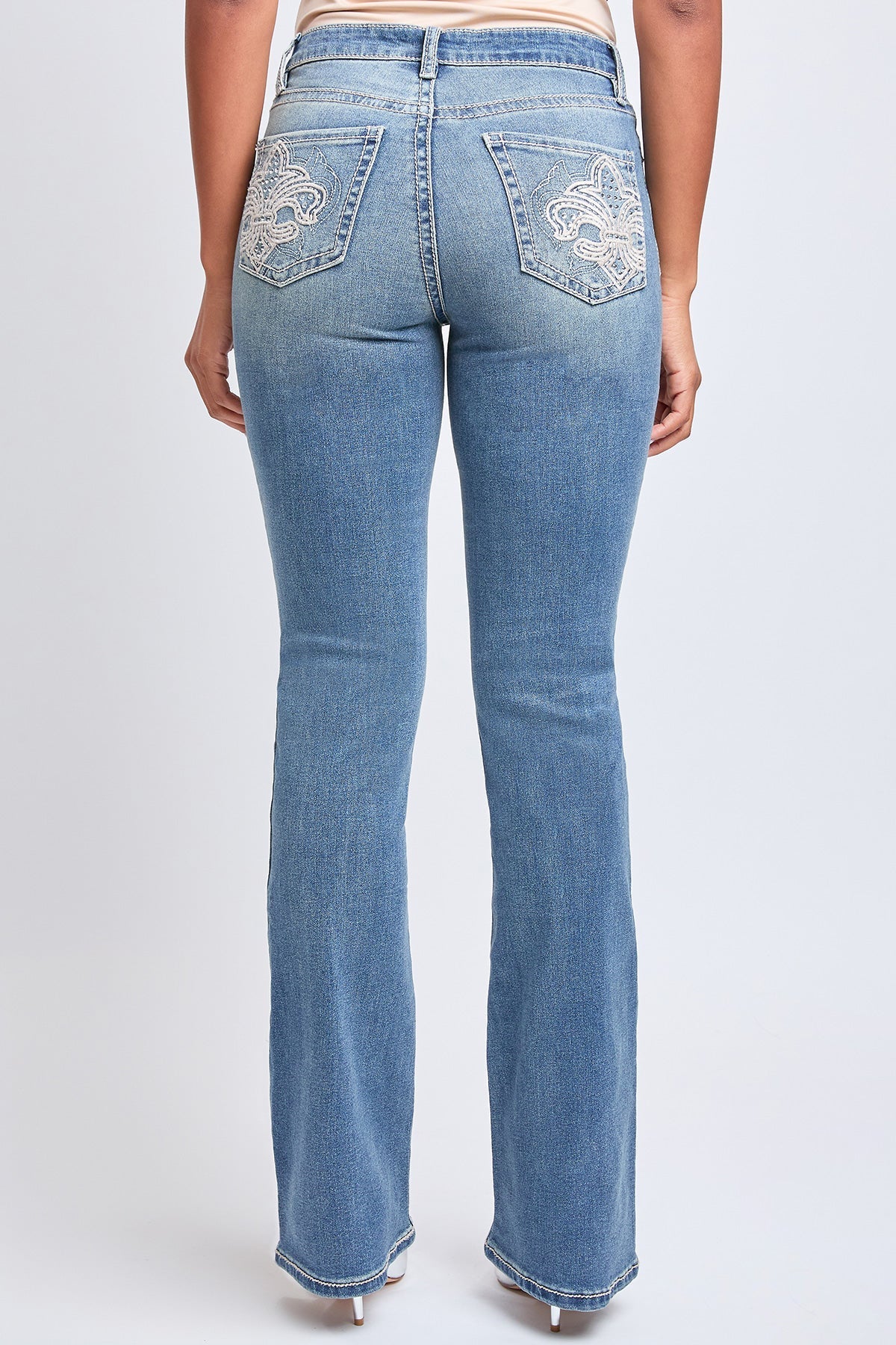 Women's Heavy Stitch Mid Rise Bootcut Stud Jeans YMI JEANS