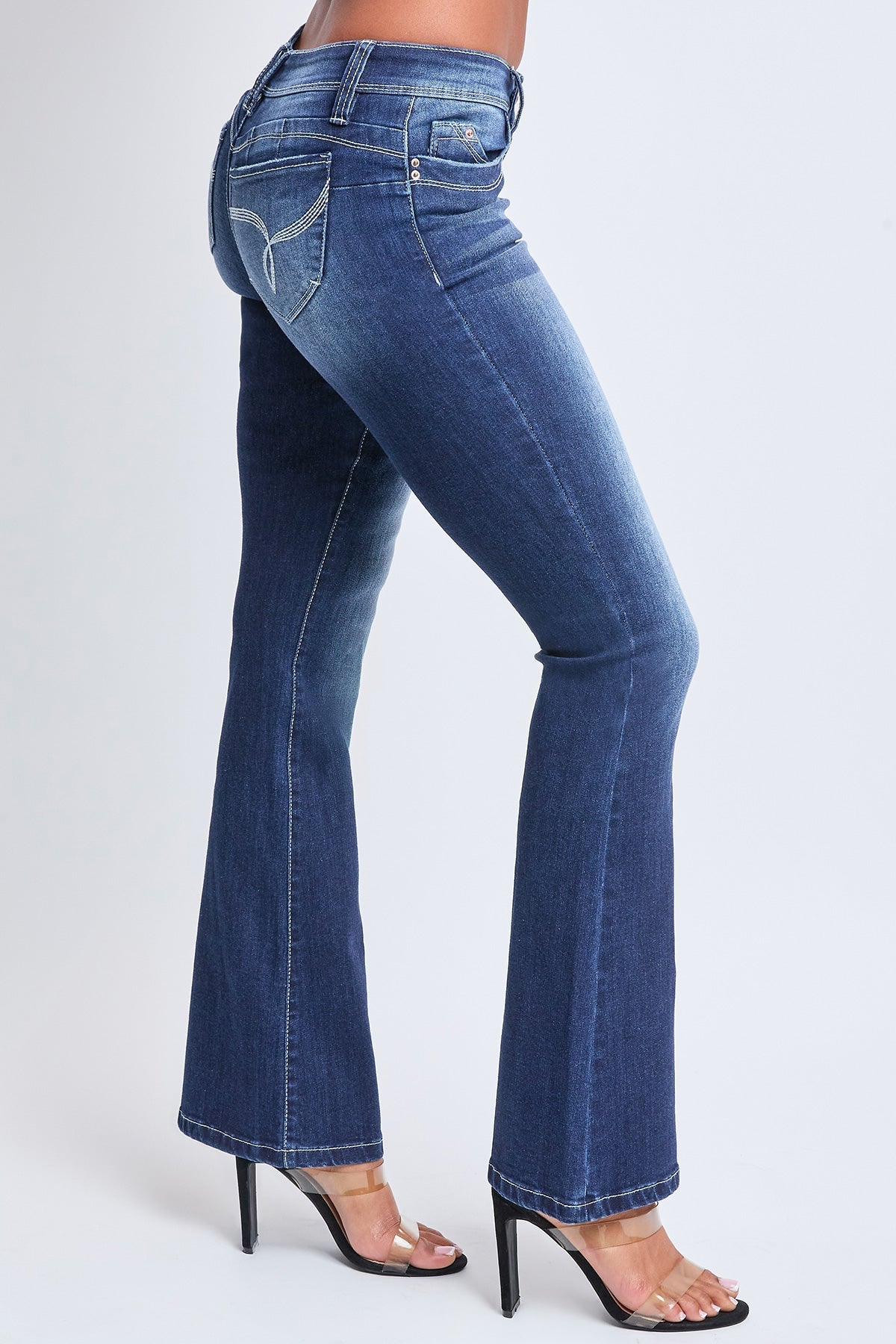 Women's WannaBettaButt Low Rise Embroidered Flare Jeans YMI JEANS