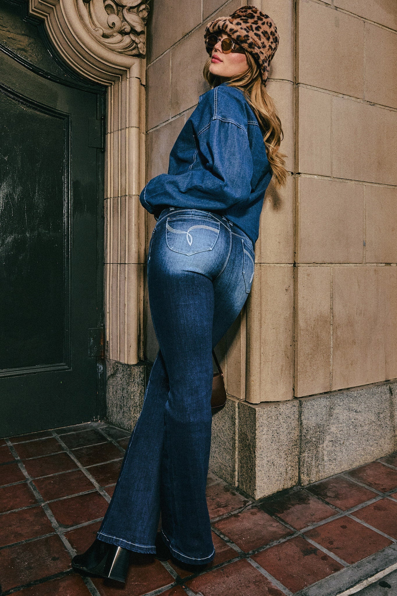 Women's WannaBettaButt Low Rise Embroidered Flare Jeans YMI JEANS