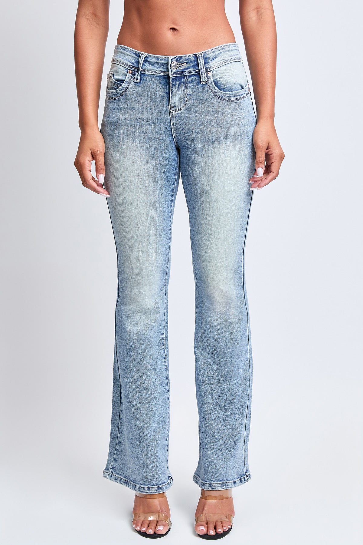 Women's WannaBettaButt Low Rise Embroidered Flare Jeans YMI JEANS