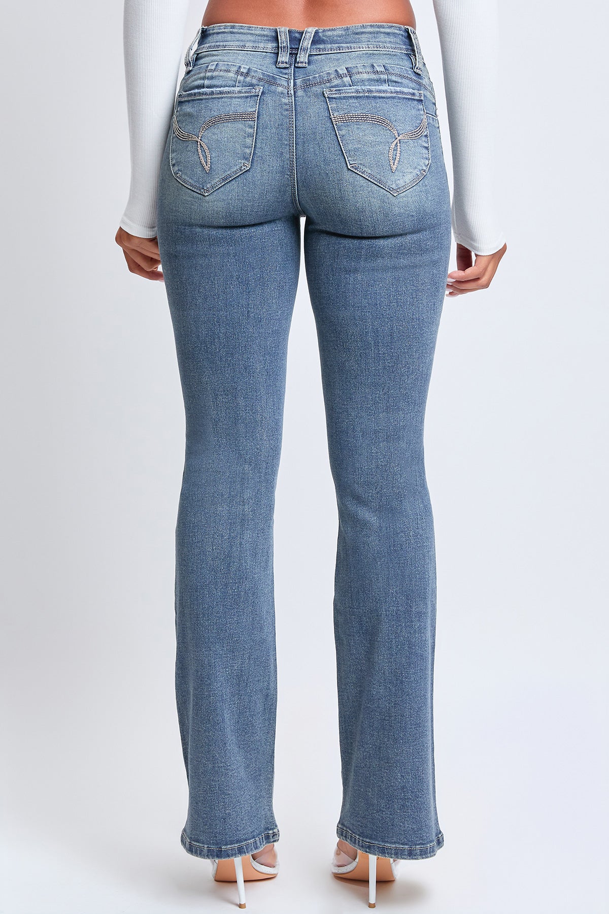 Women's WannaBettaButt Low Rise Embroidered Flare Jeans YMI JEANS