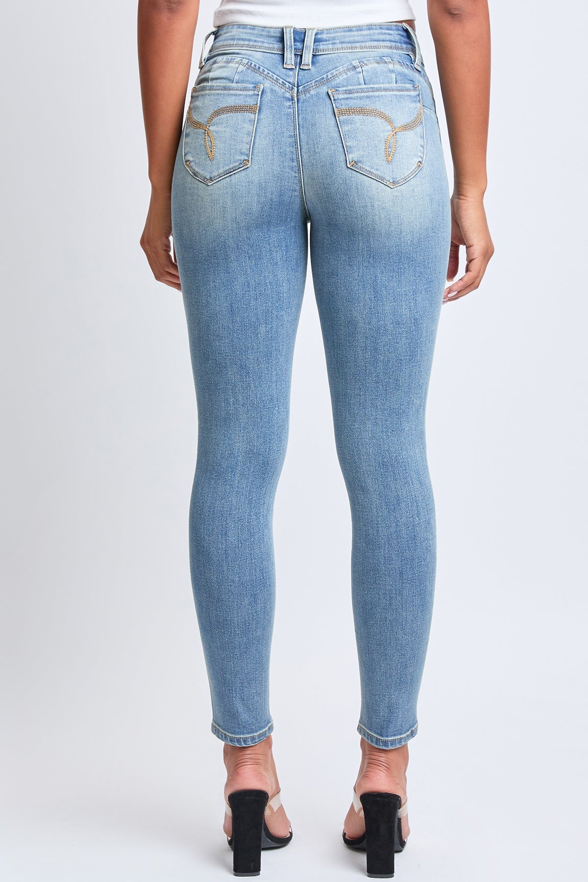 Women's WannaBettaButt Mid Rise Embroidered Skinny Jean YMI JEANS